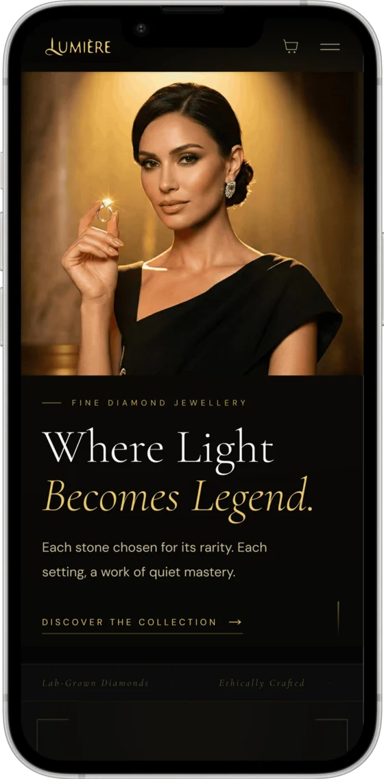 Lumière mobile homepage hero