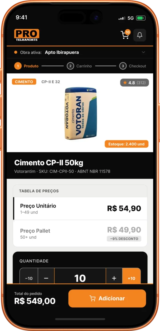 Product page with unit price tier active